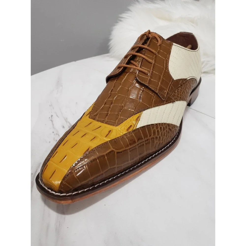 NEW NO BOX SIZE 13 WIDE Stacy Adams Tristano Men's Oxford‎ BROWN TAN white croc